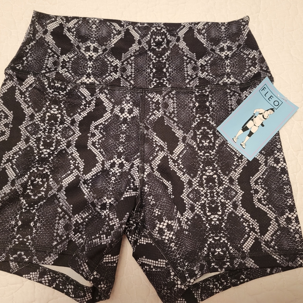 Fleo Black and Gray Snake Print Athletic Shorts